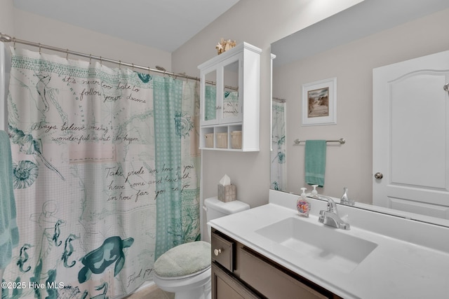 2017 Willow Stone Ct, Leland, NC 28451 - bathroom featuring toilet, vanity, and curtained shower