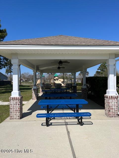 2017 Willow Stone Ct, Leland, NC 28451 - view of patio / terrace featuring a ceiling fan and a gazebo