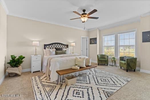375 Summit Farms Trl, Moyock, NC 27958 - bedroom featuring carpet floors, baseboards, and ornamental molding