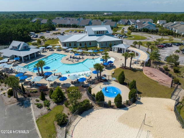 3792 Bancroft Pl, Southport, NC 28461 - aerial view of residential area featuring a pool area