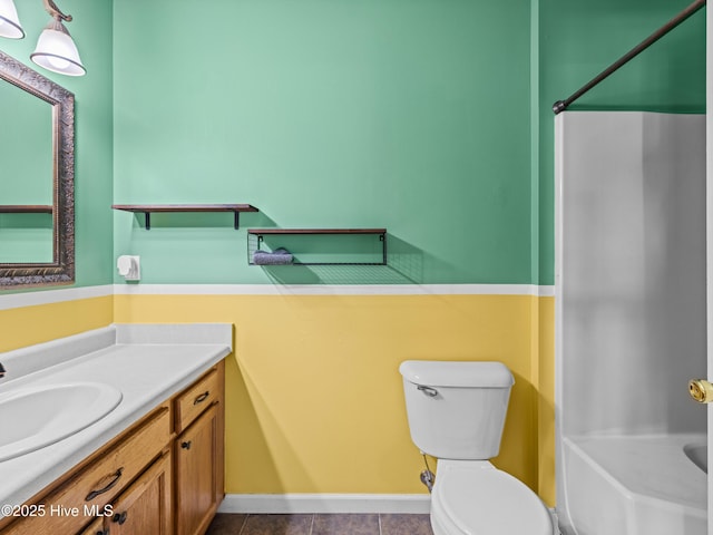 245 Parnell Rd, Hubert, NC 28539 - bathroom with toilet, vanity, tile patterned floors, a shower, and baseboards