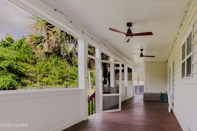 358 Folkstone Rd, Holly Ridge, NC 28445 - wooden terrace with a ceiling fan