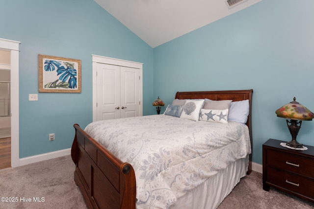 244 Red Fox Run Dr, Wallace, NC 28466 - carpeted bedroom with a closet and high vaulted ceiling