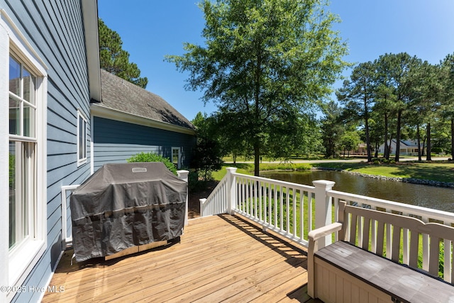 244 Red Fox Run Dr, Wallace, NC 28466 - deck featuring a water view and grilling area