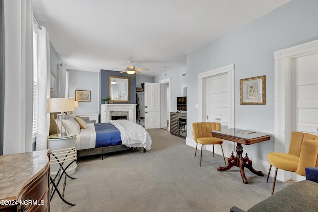 412 S 3rd St, Wilmington, NC 28401 - bedroom featuring carpet, a fireplace, and a ceiling fan