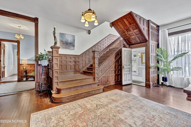 412 S 3rd St, Wilmington, NC 28401 - foyer with a chandelier, stairway, and wood-type flooring