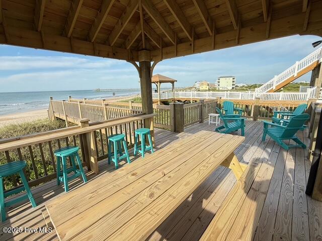 1012 New River Inlet Rd, North Topsail Beach, NC 28460 - wooden deck featuring a water view