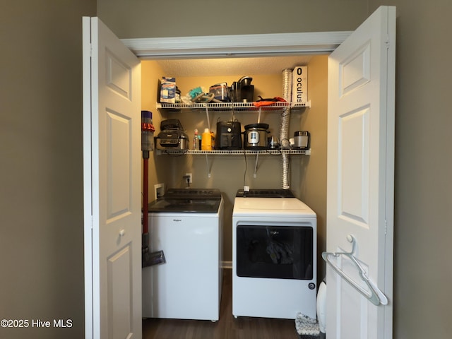 141 Jessie Cir, Hubert, NC 28539 - washroom with washer and dryer and dark wood-type flooring