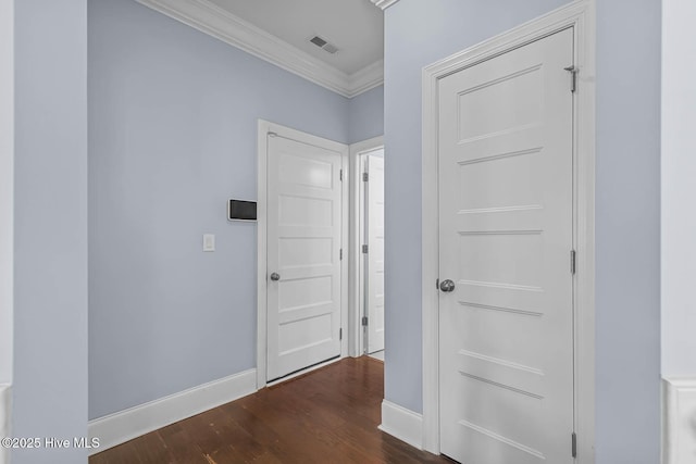 266 Marsh Haven Dr, Sneads Ferry, NC 28460 - corridor with crown molding, dark wood-style flooring, and baseboards