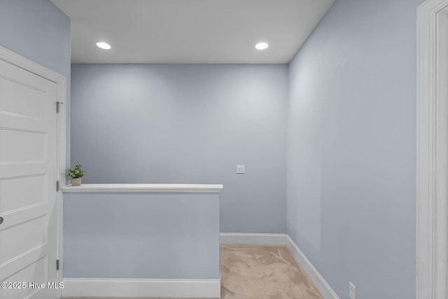 266 Marsh Haven Dr, Sneads Ferry, NC 28460 - hallway featuring light colored carpet, baseboards, and recessed lighting