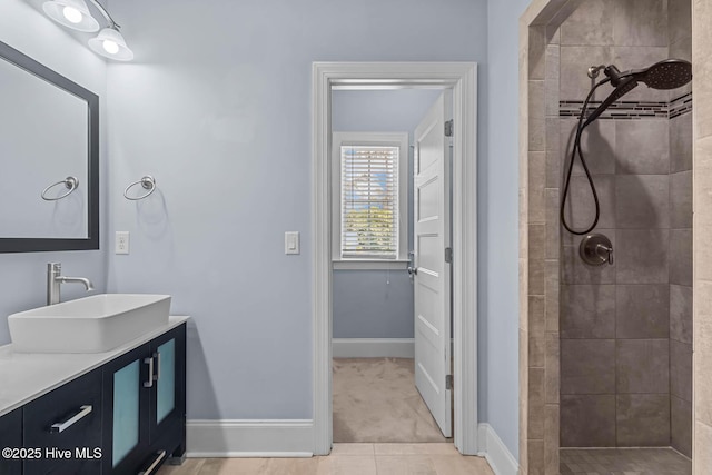 266 Marsh Haven Dr, Sneads Ferry, NC 28460 - full bath featuring a tile shower, vanity, and baseboards