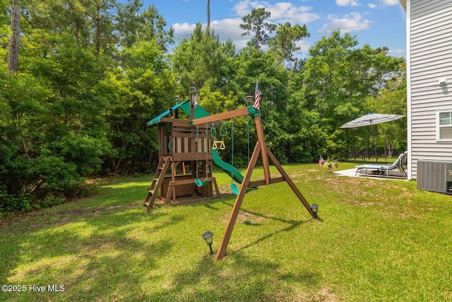 266 Marsh Haven Dr, Sneads Ferry, NC 28460 - view of playground with central AC unit and a yard