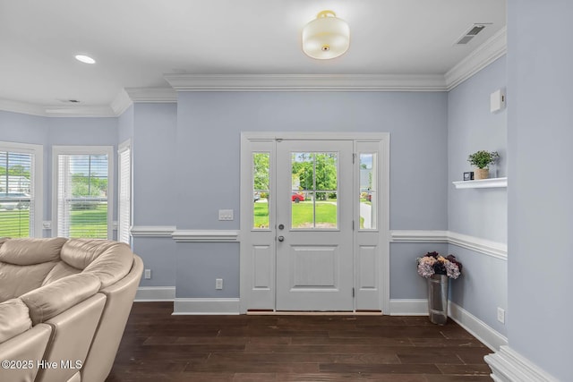 266 Marsh Haven Dr, Sneads Ferry, NC 28460 - entrance foyer featuring crown molding, wood finished floors, baseboards, and recessed lighting