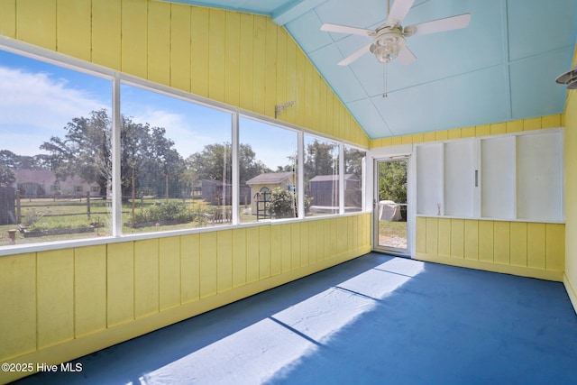 120 NW 19th St, Oak Island, NC 28465 - unfurnished sunroom with lofted ceiling and ceiling fan