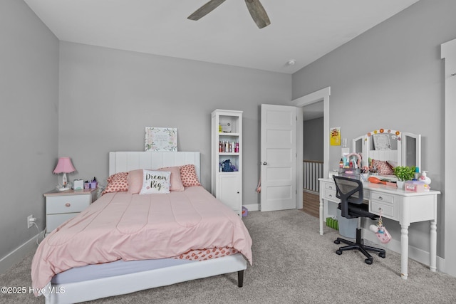 601 Trawler Pl, Newport, NC 28570 - carpeted bedroom featuring baseboards and a ceiling fan
