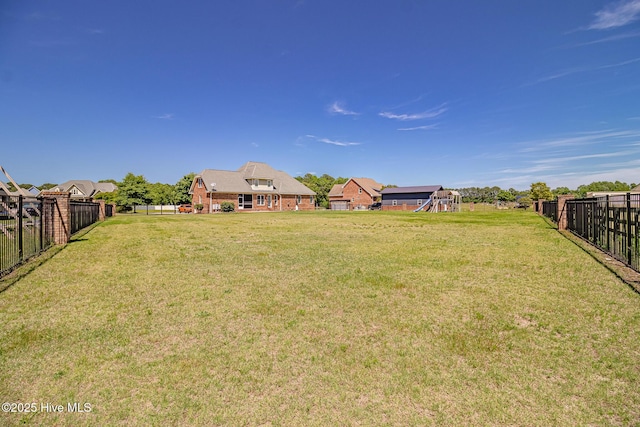 view of yard with a playground