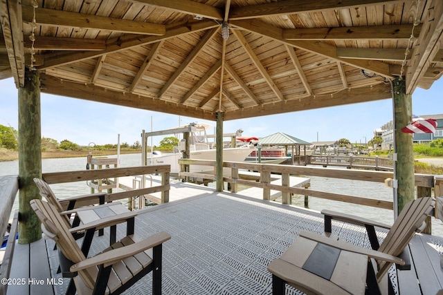 208 Sea Manor Dr, Surf City, NC 28445 - dock area featuring a water view and a gazebo