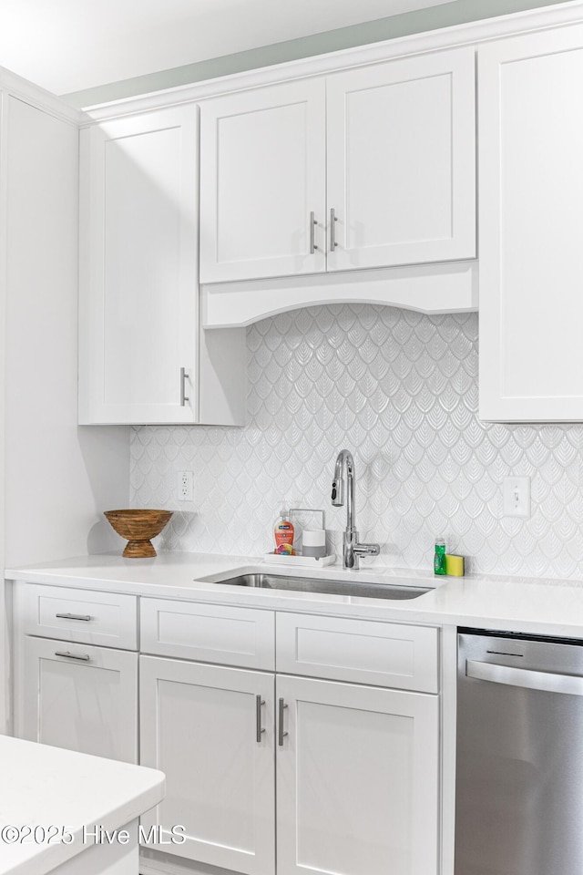 822 S Topsail Dr Unit B, Surf City, NC 28445 - kitchen with dishwasher, a sink, light countertops, and white cabinets