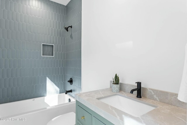 609 Augusta Ave, Carolina Beach, NC 28428 - bathroom featuring vanity, bathtub / shower combination, and toilet