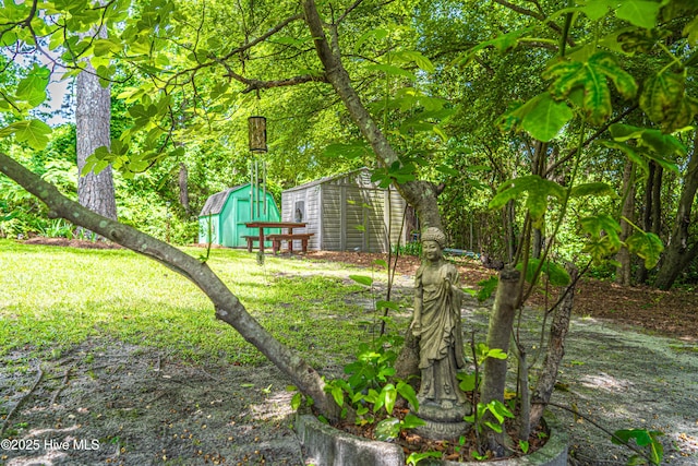 view of yard with a storage unit and an outdoor structure