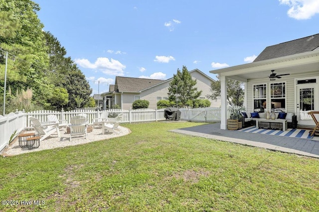 127 Azalea Dr, Hampstead, NC 28443 - view of yard with outdoor lounge area, ceiling fan, and a patio area