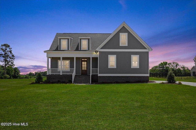 2190 Heartland Rd, Battleboro, NC 27809 - view of front of house featuring a lawn, covered porch, and roof with shingles
