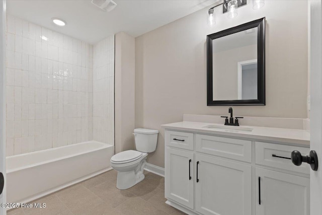 2190 Heartland Rd, Battleboro, NC 27809 - full bathroom with toilet, vanity, baseboards, and shower / washtub combination