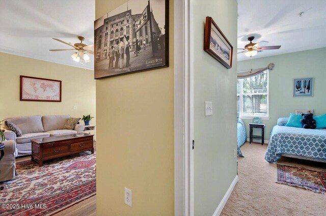 250 S Crow Creek Dr NW Unit 1, Calabash, NC 28467 - carpeted bedroom with a ceiling fan and baseboards