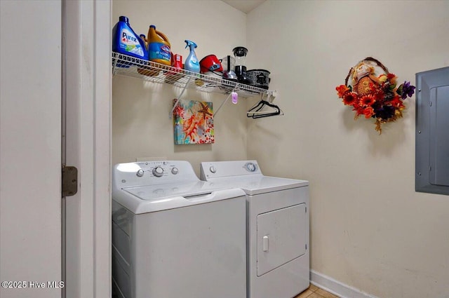 250 S Crow Creek Dr NW Unit 1, Calabash, NC 28467 - washroom featuring washing machine and dryer, electric panel, and baseboards