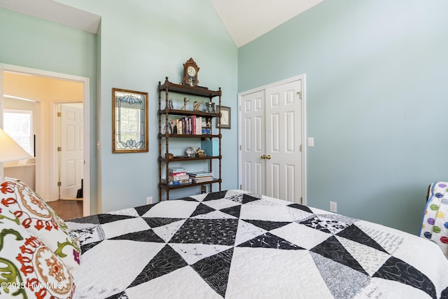 308 Crooked Gulley Cir, Sunset Beach, NC 28468 - bedroom with vaulted ceiling and a closet