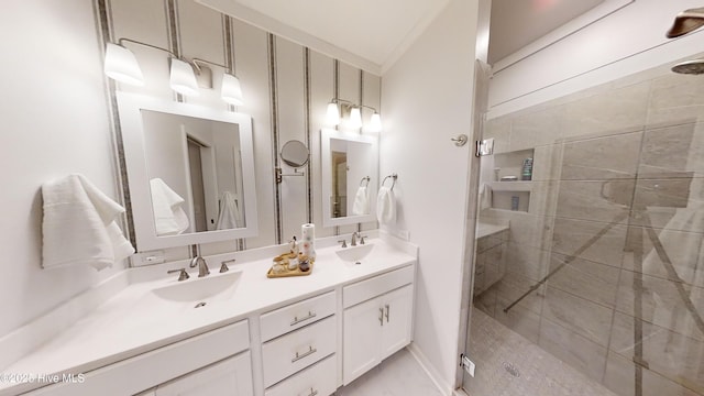 264 Great Egret Way, Beaufort, NC 28516 - bathroom with double vanity and a shower stall