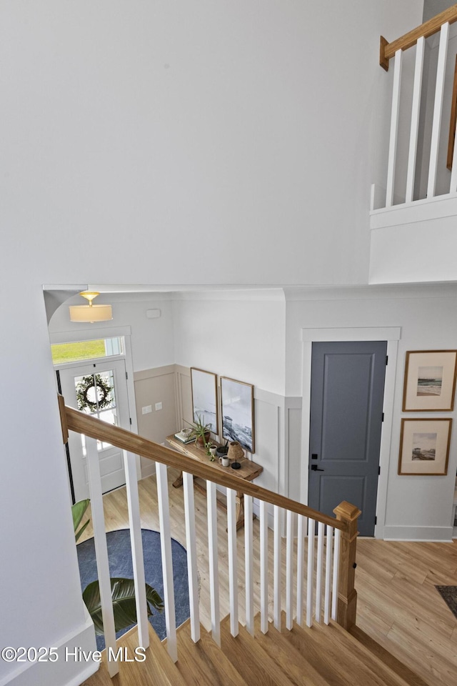 510 White Picket Way, Holly Ridge, NC 28445 - stairway featuring wood finished floors