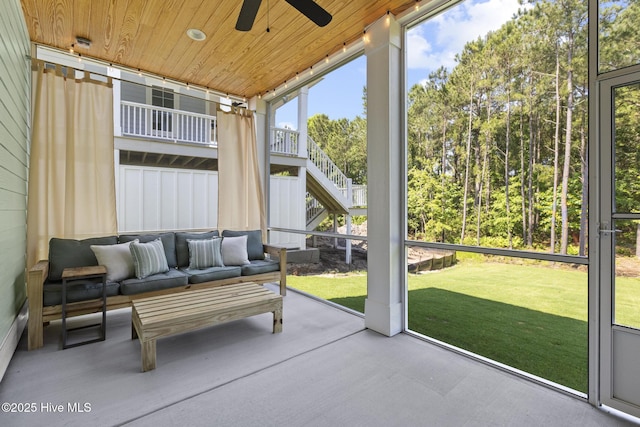 510 White Picket Way, Holly Ridge, NC 28445 - sunroom featuring a ceiling fan and an outdoor living space