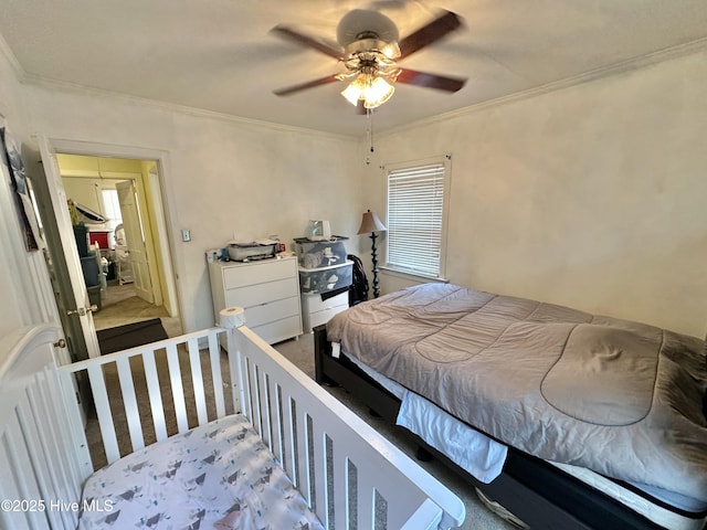 303 S Andrews Ave, Goldsboro, NC 27530 - carpeted bedroom featuring crown molding and a ceiling fan