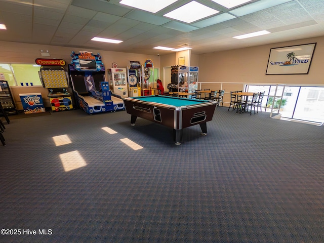 1505 Salter Path Rd Unit 319, Indian Beach, NC 28512 - rec room with carpet floors, a drop ceiling, and billiards