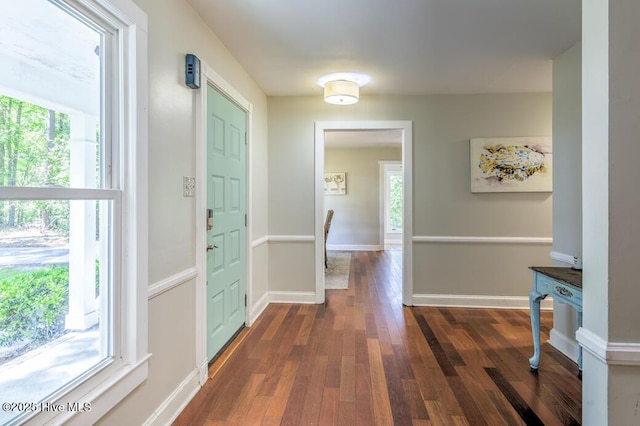 2428 Tram Rd, New Bern, NC 28562 - foyer with dark wood-style flooring and baseboards