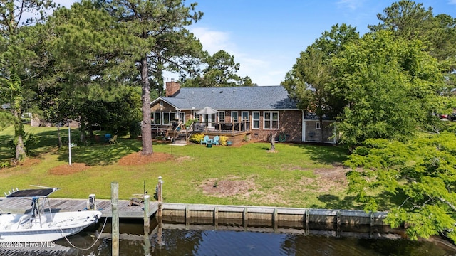 6008 Cassowary Ln, New Bern, NC 28560 - dock with a yard and a deck with water view