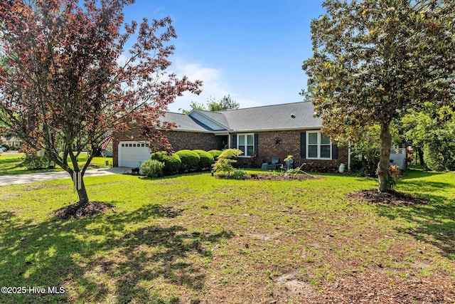 6008 Cassowary Ln, New Bern, NC 28560 - view of front of property with driveway, a garage, a front yard, and brick siding