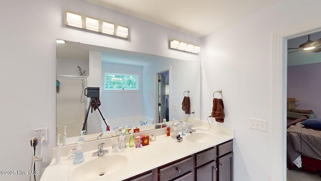 44 Nassau Ct, Clayton, NC 27520 - ensuite bathroom with double vanity and a shower with door