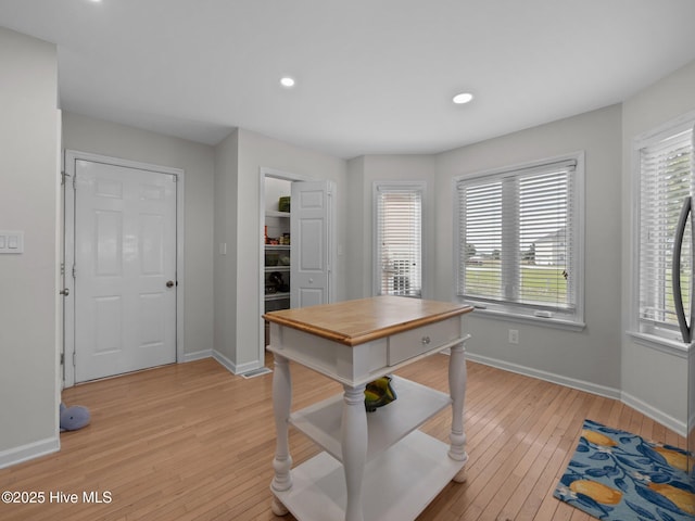 120 Buds Ln, Cedar Point, NC 28584 - office area with baseboards, light wood-style floors, and recessed lighting