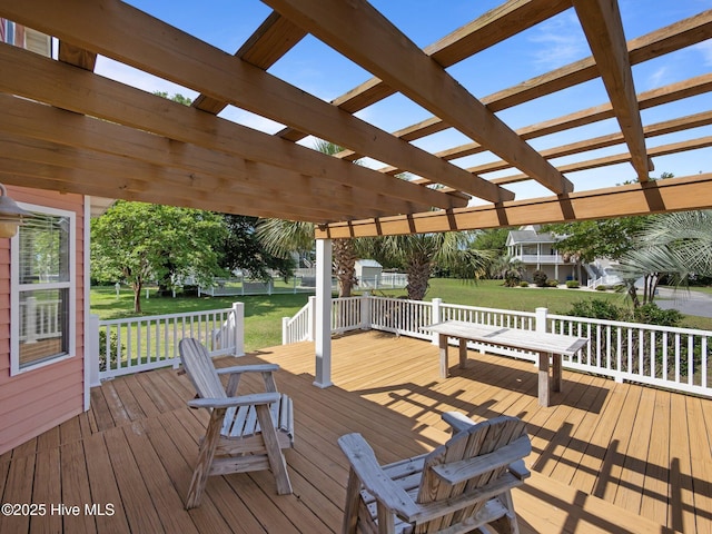 120 Buds Ln, Cedar Point, NC 28584 - deck with a lawn and a pergola