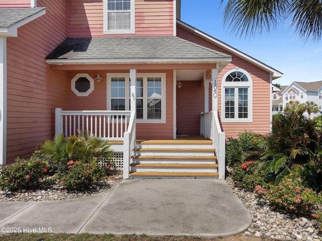 120 Buds Ln, Cedar Point, NC 28584 - property entrance featuring a porch and roof with shingles