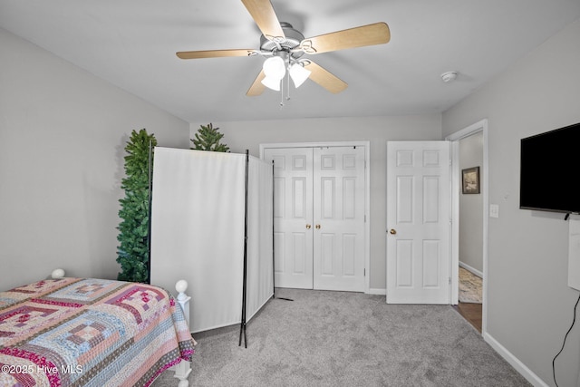 531 S NC Highway 343, Camden, NC 27921 - carpeted bedroom with a closet, a ceiling fan, and baseboards