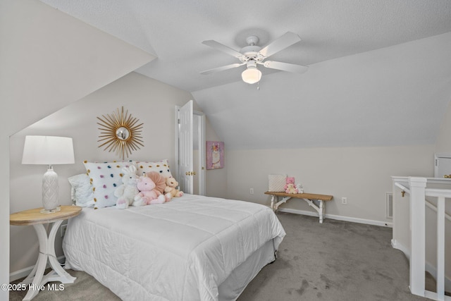 1424 Elgin St, Wilmington, NC 28409 - bedroom featuring carpet, vaulted ceiling, and ceiling fan
