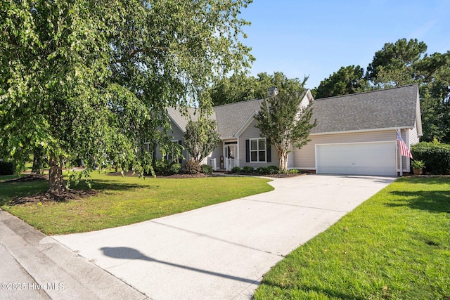 1424 Elgin St, Wilmington, NC 28409 - view of front of property with a garage, a front lawn, concrete driveway, and roof with shingles