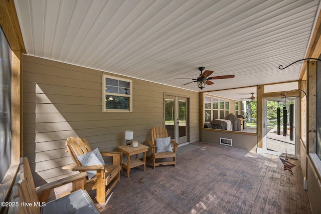 285 Mimosa Dr, Sneads Ferry, NC 28460 - sunroom / solarium with french doors and a ceiling fan