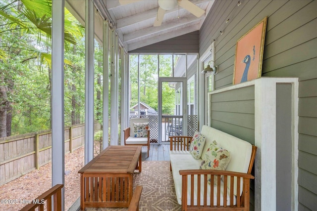 10196 Flint Ct SE, Leland, NC 28451 - sunroom / solarium with ceiling fan and an outdoor hangout area