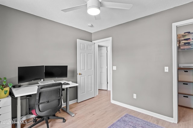 415 Point View Ct, Wilmington, NC 28411 - office with light wood-style flooring, a ceiling fan, and baseboards
