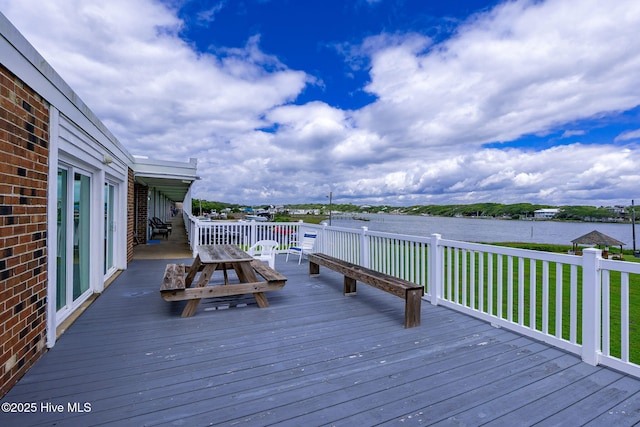 1918 W Fort Macon Rd Unit 205Bogue, Shores Condominium, Atlantic Beach, NC 28512 - deck featuring a water view and a yard