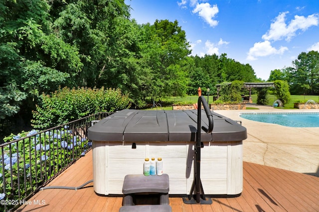 207 Hooping Crane Ln, Goldsboro, NC 27530 - wooden deck with a hot tub